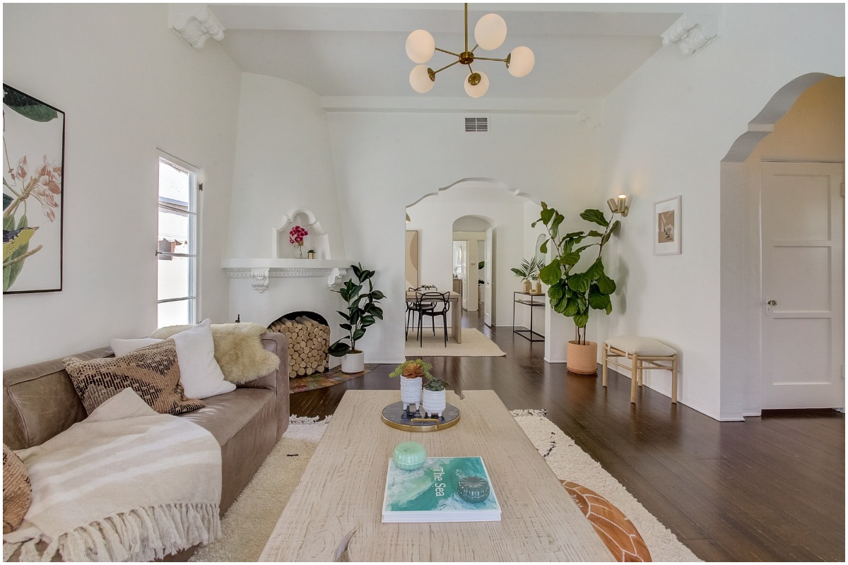 A spacious white living room