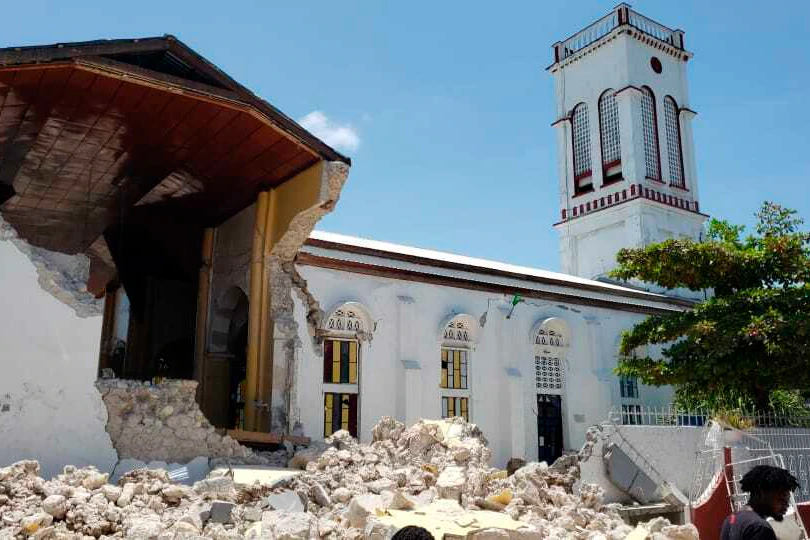 Rubble from a church in Haiti after an earthquake