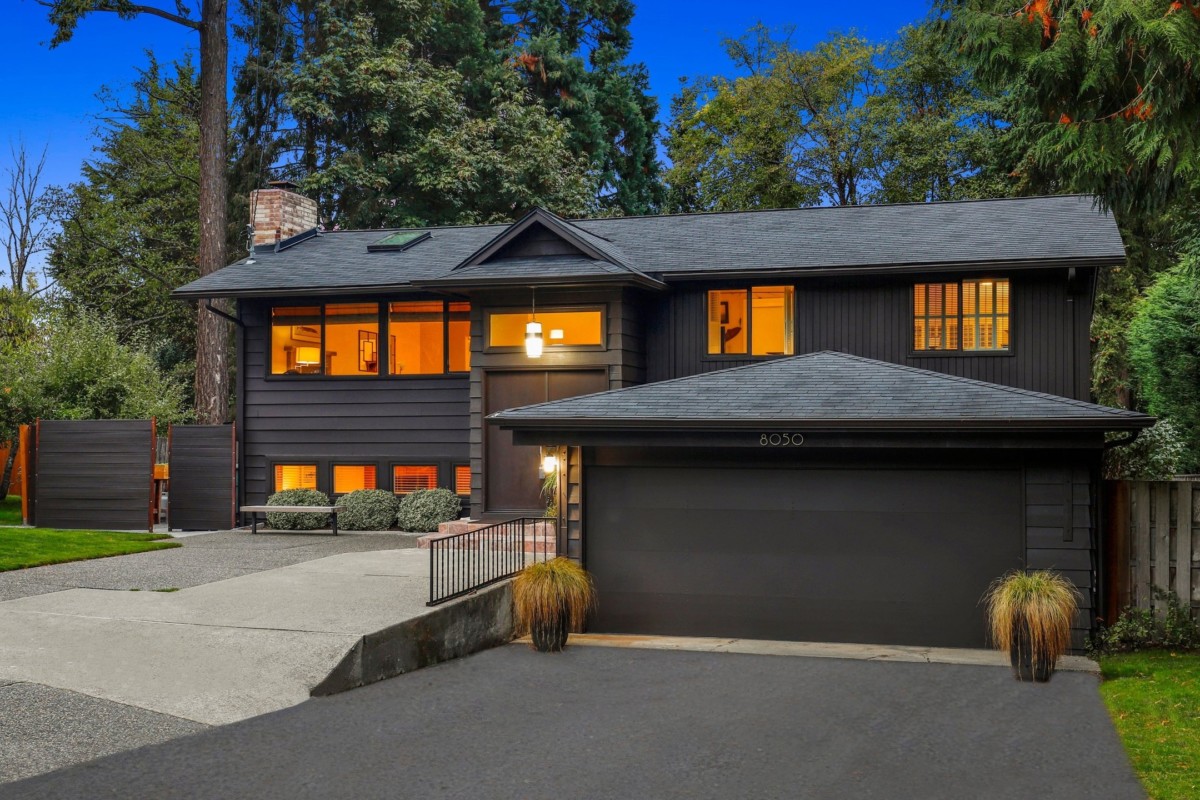 split level ranch home that's got a dark exterior